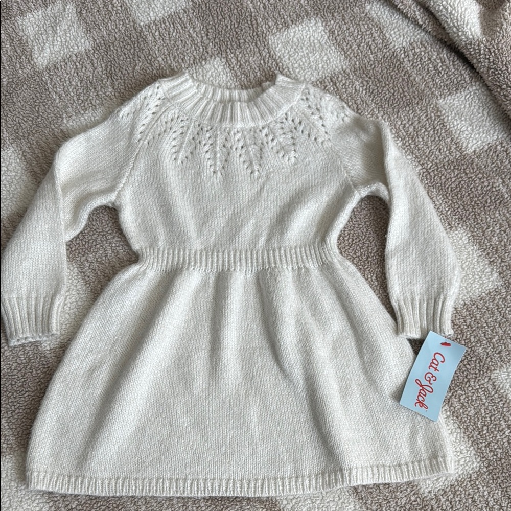 Cat & Jack Cream Knit Dress